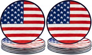 Certified International Stars & Stripes обеденная тарелка 28 см меламин, набор 6 шт (упаковка 2), мультиколор