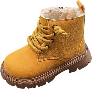 Сапожки для детей зимние теплые ботинки с боковой молнией, с искусственным мехом, ботинки на щиколотку для мальчиков и девочек, высокие кроссовки на щиколотку Generic, Yellow