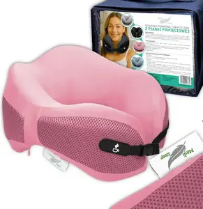 Подушка для шеи из мягкой пены с эффектом памяти - дорожная подушка для самолета и автомобиля - дорожная подушка с практичной застежкой-пряжкой Medi Sleep