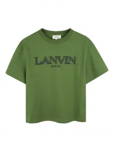 Футболка с вышитым логотипом Lanvin Enfant, зеленый