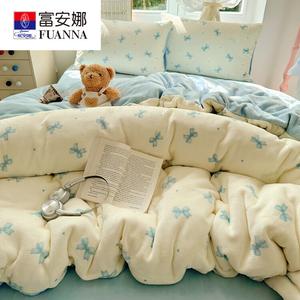 Fuanna Пододеяльник 180х220 см, зимний, утолщенный, двусторонний велюр, цвет Blue Bow Tie