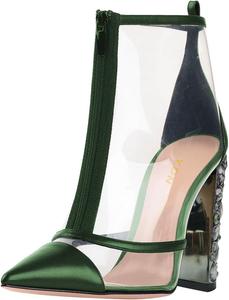 Женские сексуальные ботильоны YDN из ПВХ с заостренным носком, прозрачные ботинки, массивные высокие каблуки, молнии, обувь для вечеринки, выпускного, вечера, размер 4-16 США, Green