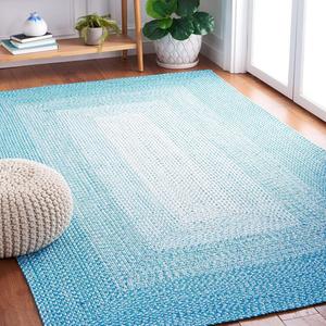 SAFAVIEH Braided Collection ковер, 92 x 153 см, Aqua, Handmade Farmhouse, идеален для помещений с высокой проходимостью в прихожей, гостиной, спальне (BRA220J)