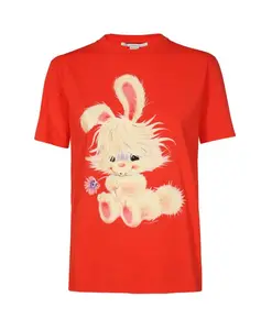 Хлопковая футболка с длинным принтом Stella Mccartney, красный