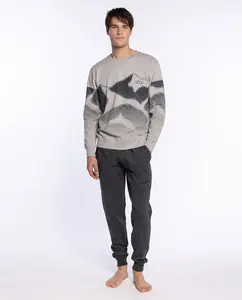 Мужская длинная пижама трикотажная Punto Blanco, серый/черный