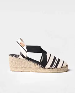 Женские эспадрильи на клиновидной подошве из полосатой ткани с резинками Toni Pons, бежевый