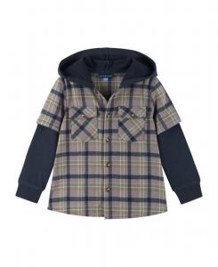 Детская/подростковая толстовка для мальчиков, коричневая в клетку/темно-синяя, двойная Andy & Evan, Brown plaid