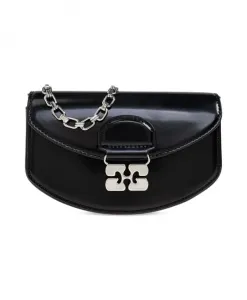 Черная сумка-цепочка в форме полумесяца Ganni, черный