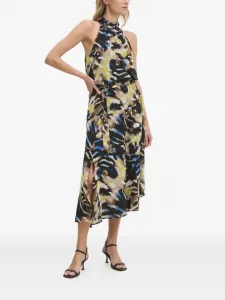 Платье с высоким воротником и абстрактным принтом Dkny, черный