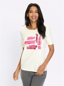 Рубашка с короткими рукавами цвета экрю и фуксии Sieh an!