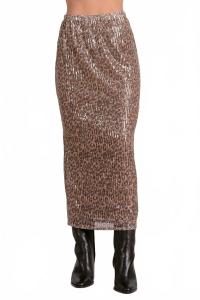 ELAN Юбка с пайетками в виде гепарда, коричневая