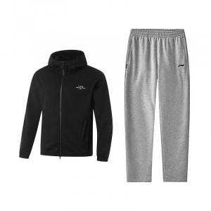 Li Ning Casual Sportswear Мужской комплект из 2 предметов Li-Ning, черный top+heather серый pants