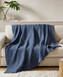 Хлопковое одеяло с вафельным плетением, размер King Madison Park, индиго