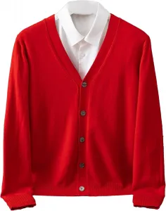 Мужской кардиган с V-образным вырезом и лацканами, легкий, на пуговицах