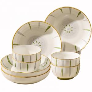 Чаши KAWASIMAYA, 4.5-Inch Rice Bowl (4 Pcs)+8-Inch Deep Plate (4 Pcs)