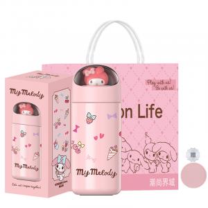 Набор термостаканов Hello Kitty Kuroimi 350 мл Sanrio, Melody pink thermos cup + coaster
