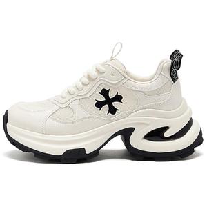 AGSDON Легкие низкие кроссовки Chunky высотой 6,5 см, женские, бежево-черные