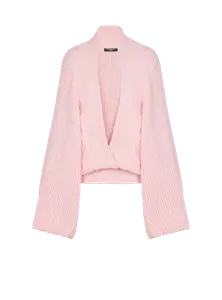 Свитер крупной вязки оверсайз Balmain, розовый