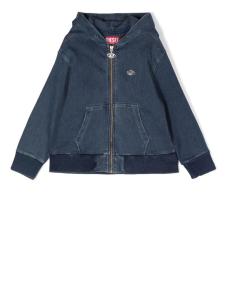 Diesel Kids джинсовое худи с логотипом, синий