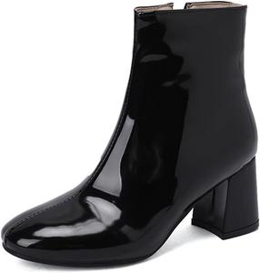 Женские ботинки MRKEWUNEY Fashion Go Go с массивным каблуком, на щиколотку, с боковой молнией, ботильоны для платья, 305 Black