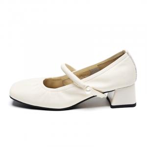 Туфли Mary Jane на каблуке 4,5 см для женщин ZHR, бежевые