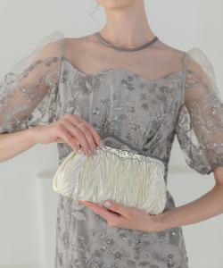 Сумочка LEJA-4WAY с плиссировкой и жемчужным декором для свадеб и торжественных мероприятий, цвет White