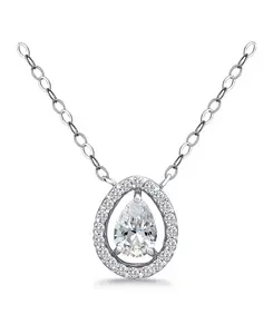 Ожерелье с подвеской в форме груши и кубическим цирконием из стерлингового серебра с 18-каратным золотом, 16 дюймов + 2 дюйма, создано для Macy's Giani Bernini, silver