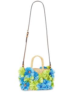 Сумка-тоут малая с логотипом V Signature Valentino Garavani, Naturale, Verde Azzurro, & Natural Camel