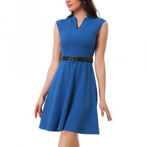 Элегантное женское платье с разрезом на работе, платья без рукавов ALLEGRA K, синий