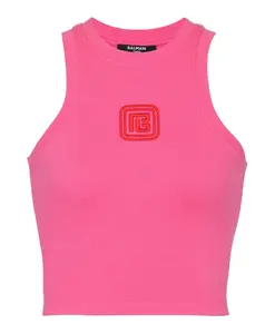 Укороченная майка с ретро-вышивкой PB. Balmain, розовый