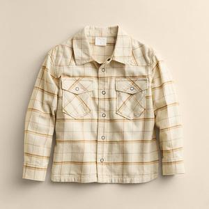 Детская вестерн-рубашка 4-12 лет Little Co. By Lauren Conrad, Beige Western Plaid