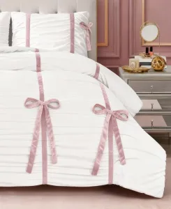 Комплект постельного белья Amelie Velvet Bows Ruched из 3 предметов, размер Full/Queen Juicy Couture, белый