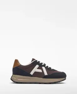 Женские спортивные кроссовки из кожи и нейлона с большим логотипом Adolfo Dominguez, коричневый