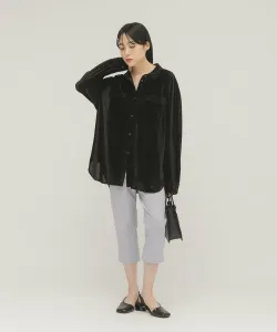 Свободная рубашка из прозрачного бархата Kbf, цвет Black