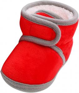 JEUROT Детские ботинки из флиса, пинетки для малышей, толстые носочки-тапочки, милые с противоскользящей мягкой подошвой, теплые для дома и улицы, мокасины