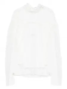 Кружевной топ с воротником-стойкой TWINSET, белый