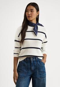 Джемпер Lauren Ralph Lauren STRIPED RIB KNIT COTTON CREWNECK SWEATER, White/Refined Navy/White