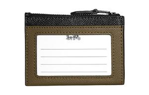 Кожаный мини-кошелёк для документов и карт женский оливково-зелёный COACH