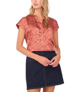 Женская блузка с V-образным вырезом и планкой спереди Vince Camuto, Spiced Red