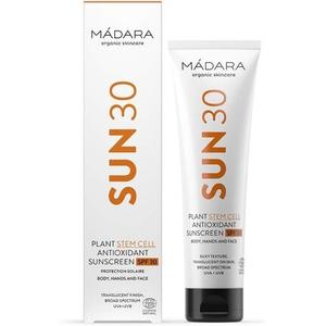 MÁDARA Стволовые клетки растений, антиоксидант, солнцезащитный крем SPF 30, органический уход за кожей, полупрозрачное покрытие, широкий спектр защиты от UVA/UVB, предотвращает старение, 100 мл