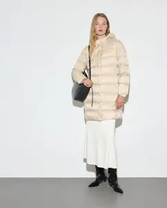 Длинная однотонная женская парка Woman El Corte Inglés, бежевый