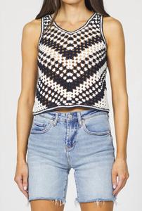 Мадейра вязаный топ в полоску черный ирис DEAR JOHN DENIM