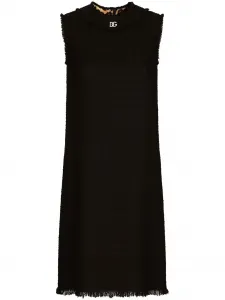 Твидовое платье миди с логотипом DG Dolce & Gabbana, черный