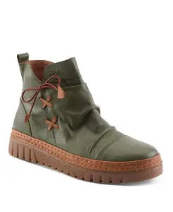 Вандис замшевые короткие сапожки с боковыми шнуровками и стелькой с поддержкой свода стопы Spring Step, зеленый