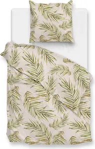 Постельное белье Zo! Home из хлопка 135x200, цвет "Пальма бежевый", "Пальмовые листья зелено-бежевый" HNL Living