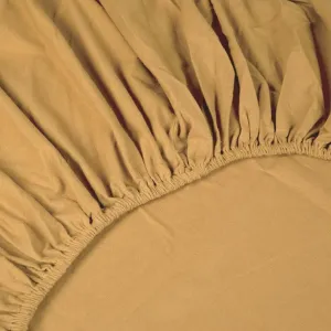 Простыня на резинке Kayori Showa фланель золотая 180х200 см, высота матраса до 35 см Three Lilies B.V.