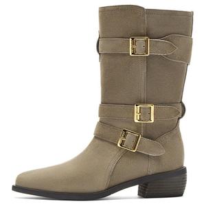 Ботильоны женские 4,5 см NINE WEST, Khaki (Fleece-Lined)