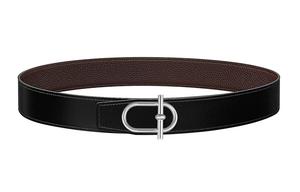 HERMES Ремень мужской из телячьей кожи черно-шоколадный шириной 3,8 см, Black/Chocolate