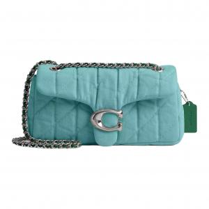 COACH Таби Стеганая джинсовая сумка через плечо среднего размера женская синяя