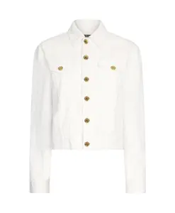 Джинсовая куртка с золотыми пуговицами Roberto Cavalli, белый